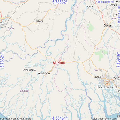 Akinima on map