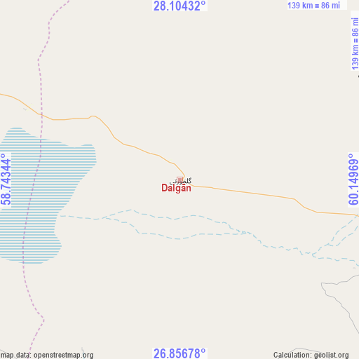 Dalgān on map