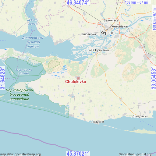 Chulakivka on map