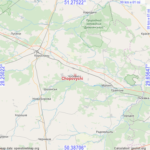 Chopovychi on map