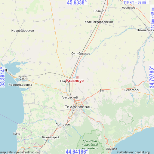 Krasnoye on map