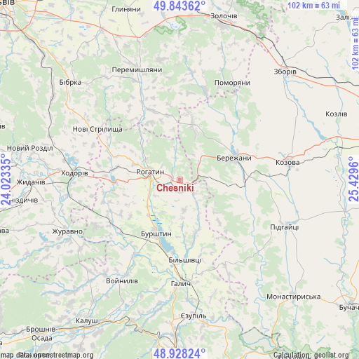 Chesniki on map