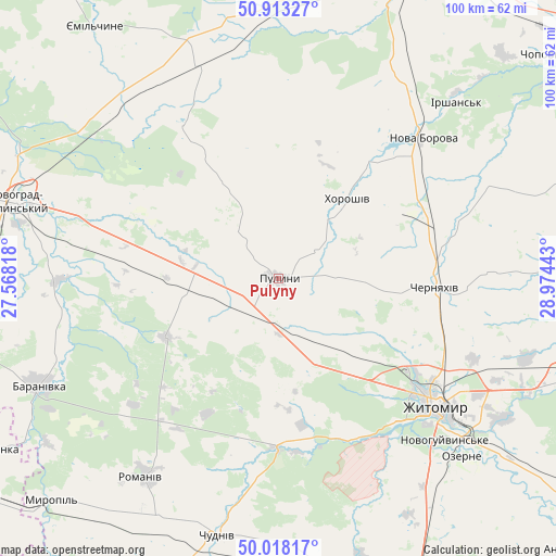 Pulyny on map