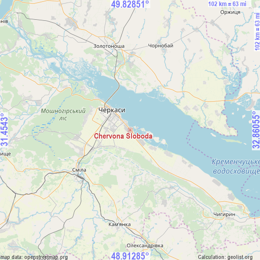 Chervona Sloboda on map