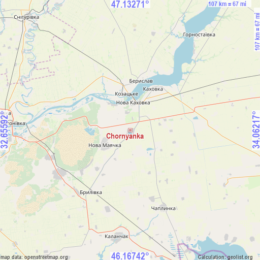 Chornyanka on map