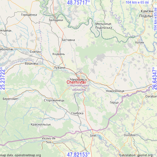 Chernivtsi on map