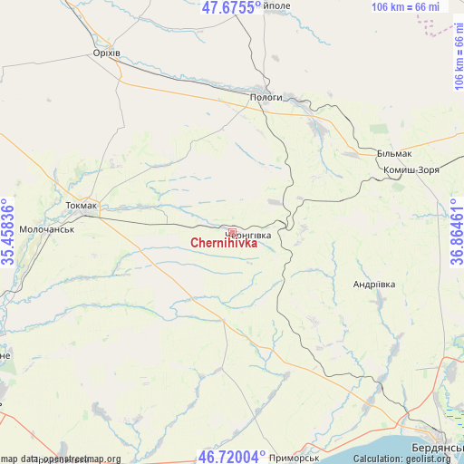 Chernihivka on map