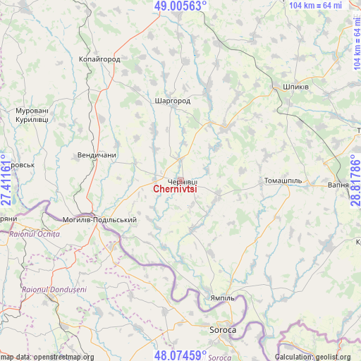 Chernivtsi on map