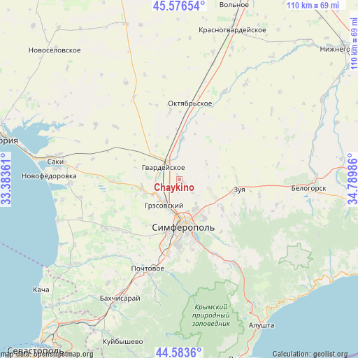 Chaykino on map