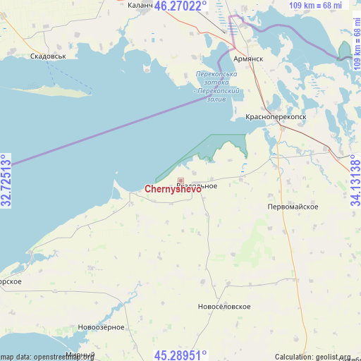 Chernyshevo on map