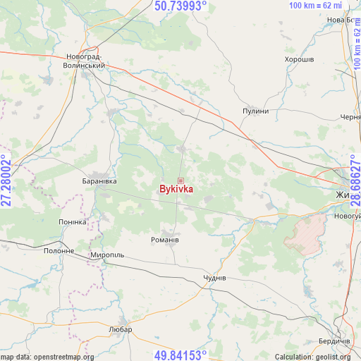 Bykivka on map