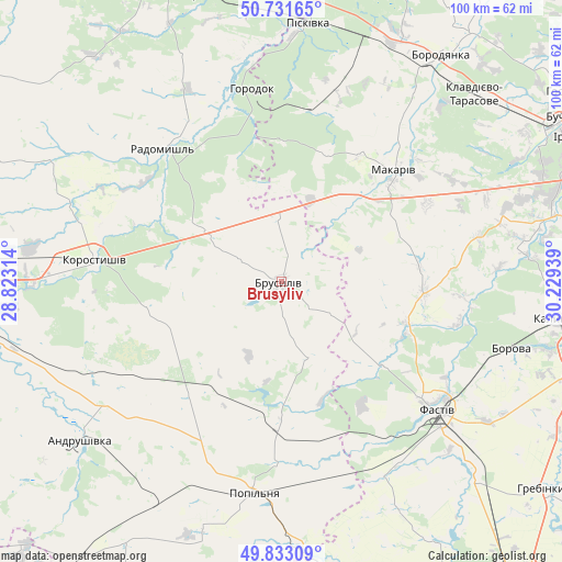 Brusyliv on map