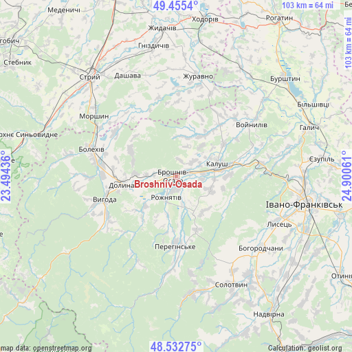 Broshniv-Osada on map