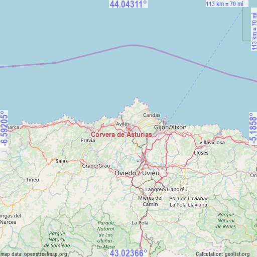 Corvera de Asturias on map