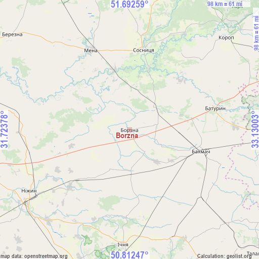 Borzna on map
