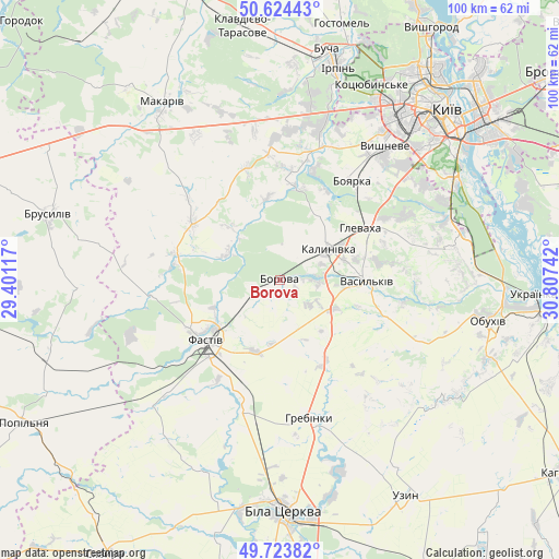 Borova on map