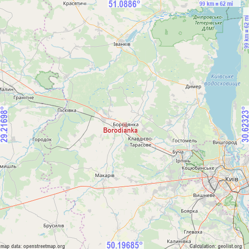 Borodianka on map