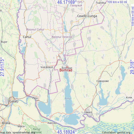 Bolhrad on map