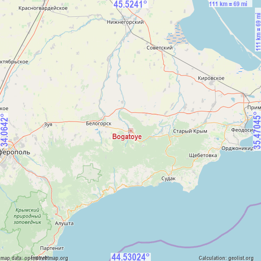 Bogatoye on map