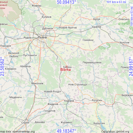 Bibrka on map