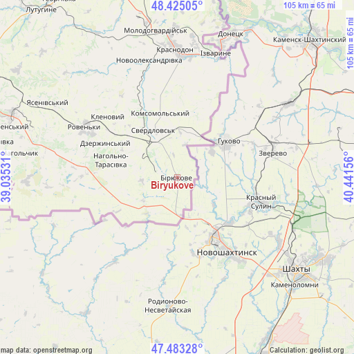 Biryukove on map
