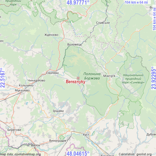 Bereznyky on map