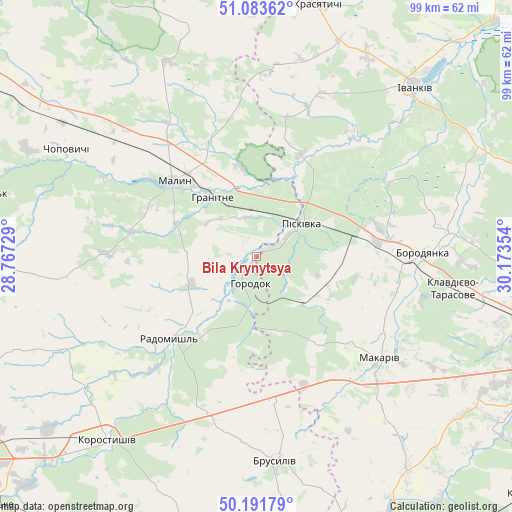 Bila Krynytsya on map
