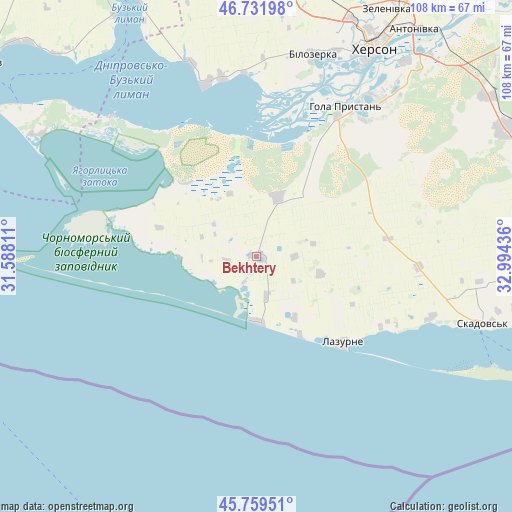 Bekhtery on map