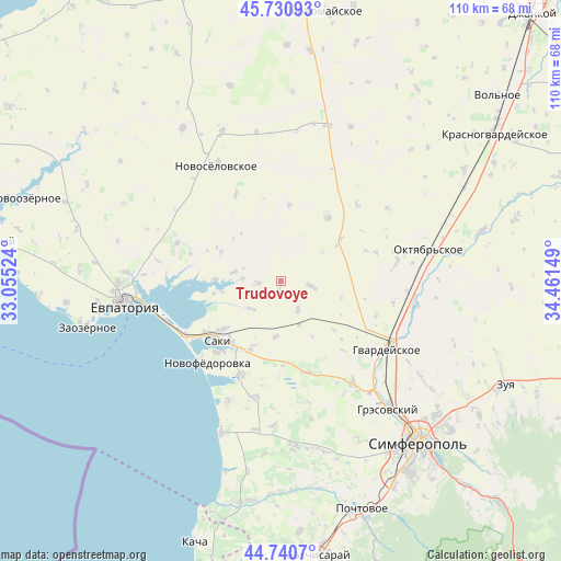 Trudovoye on map