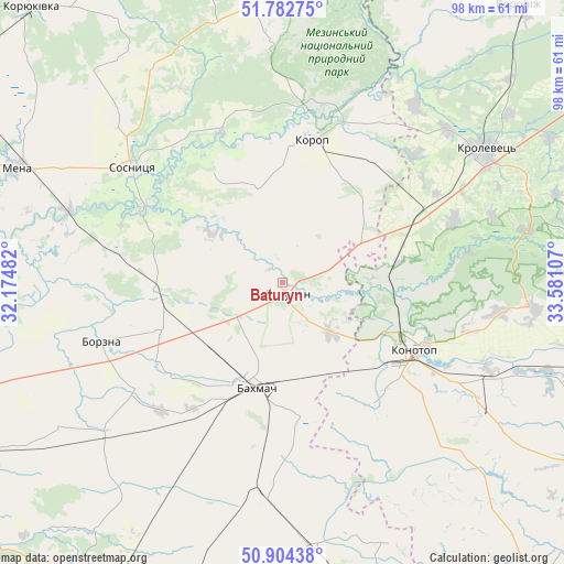 Baturyn on map