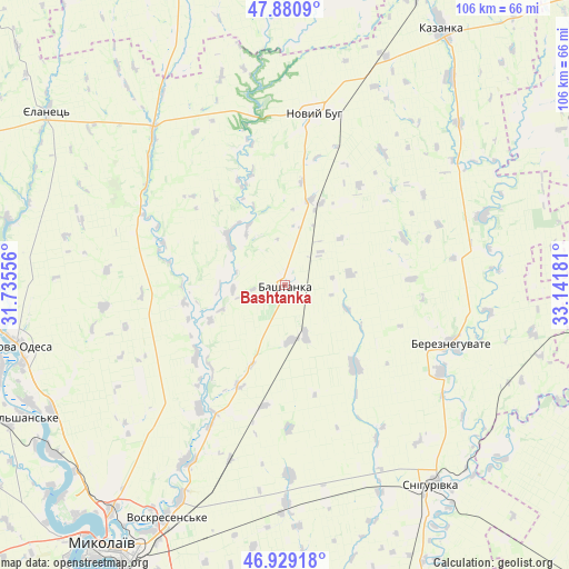 Bashtanka on map