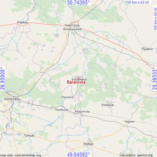 Baranivka on map