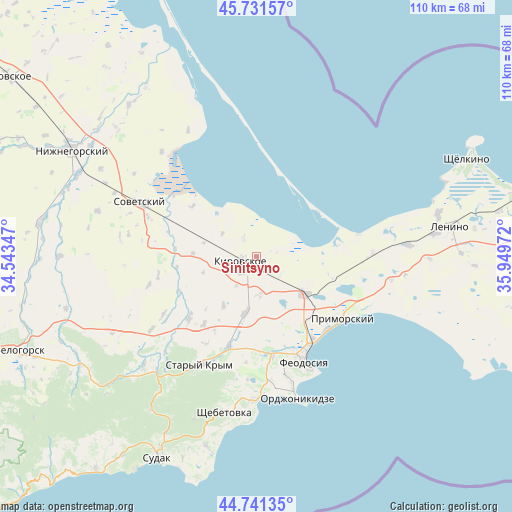 Sinitsyno on map