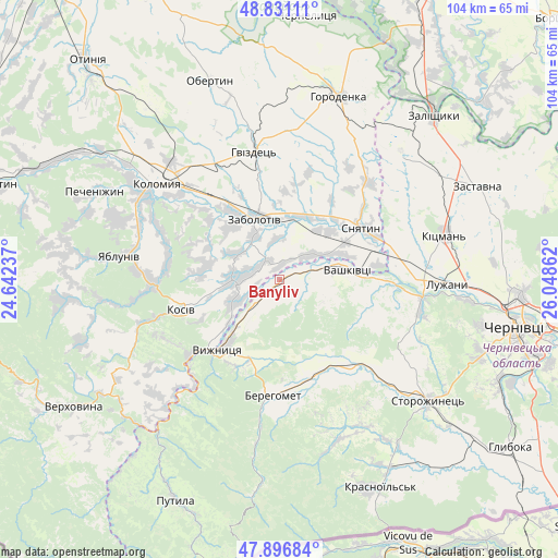 Banyliv on map