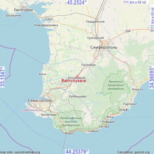 Bakhchysarai on map