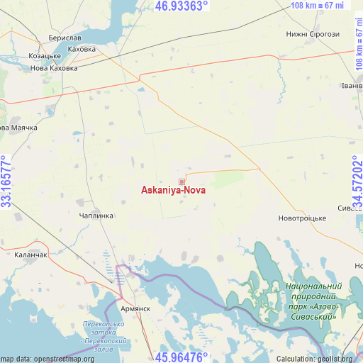 Askaniya-Nova on map