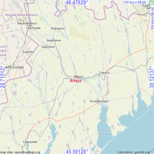 Artsyz on map