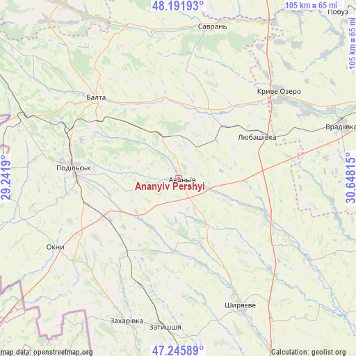 Ananyiv Pershyi on map