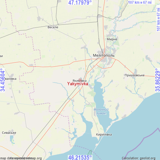 Yakymivka on map