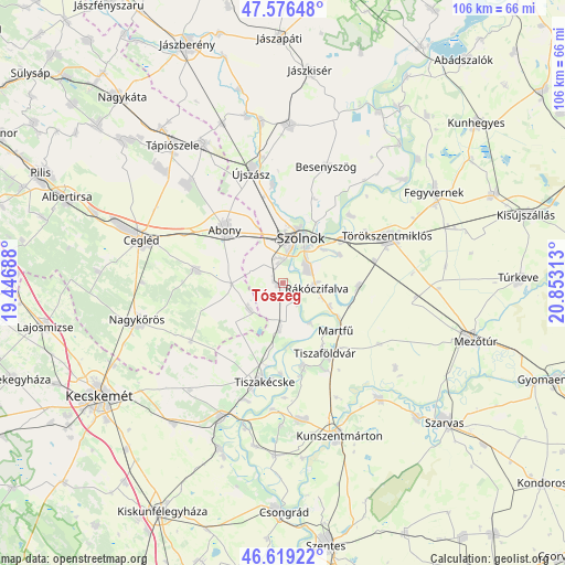 Tószeg on map