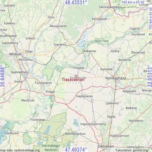 Tiszavasvári on map