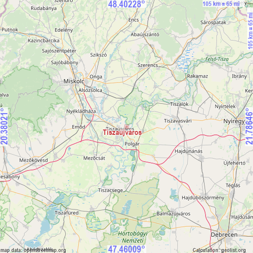 Tiszaújváros on map