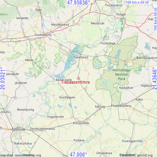 Tiszaszentimre on map