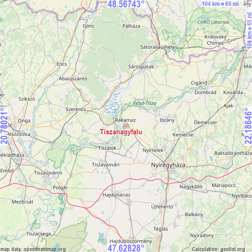 Tiszanagyfalu on map