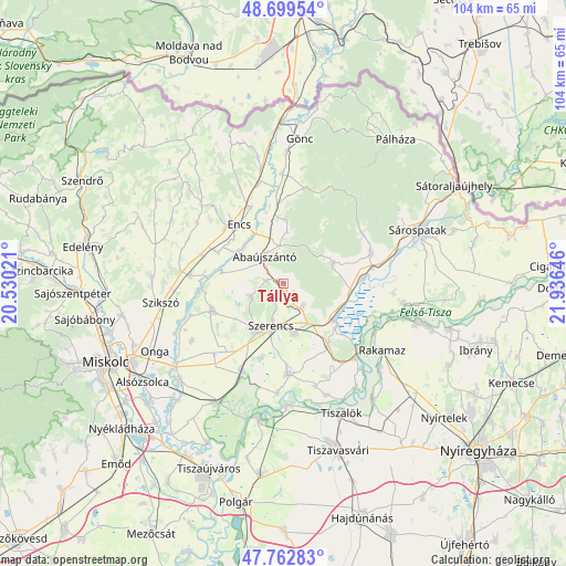 Tállya on map