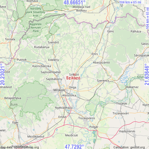 Szikszó on map