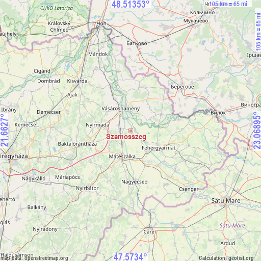 Szamosszeg on map
