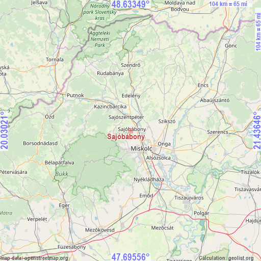 Sajóbábony on map