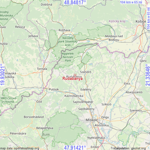 Rudabánya on map