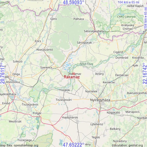 Rakamaz on map